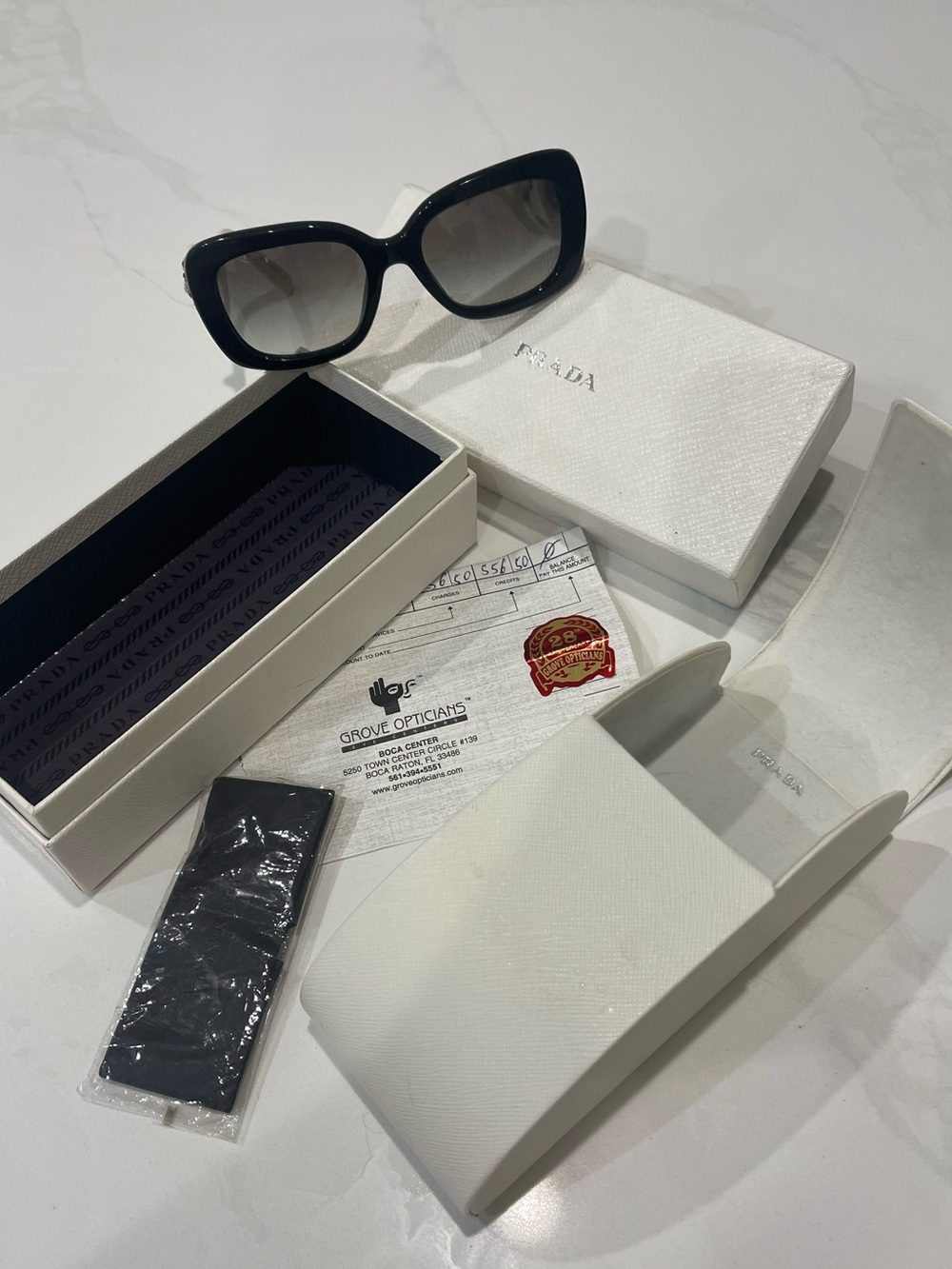 Prada SUNGLASSES ORNATE Baroque Black AND White SPR33P VERY RARE NEAR MINT RECPT